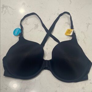 Vanity Fair Black Bra with Molded Cups and Crossed Straps